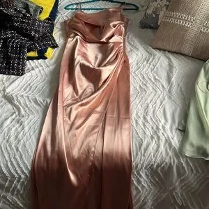 slim fit dress slacks Soft Silk Satin Sleeveless Rose Gold Floor Length Bridesmaid Dresses –  luladress main image 0